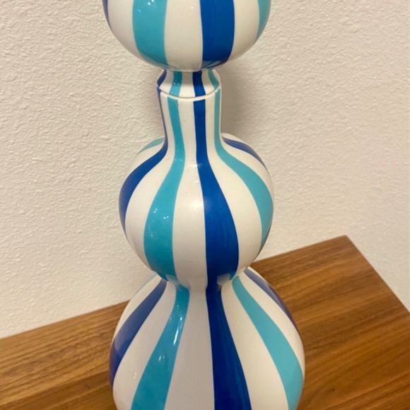 Jonathan Adler decanter vase  Blue turquoise stripe - Picture 4 of 9